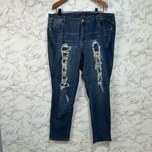 Ashley Stewart Women’s Plus Jeans sz 18 Denim Stretch Distressed #F491